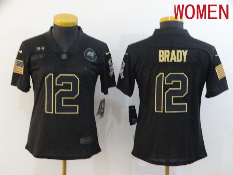 Women Tampa Bay Buccaneers #12 Brady Black gold lettering 2020 Nike NFL Jersey